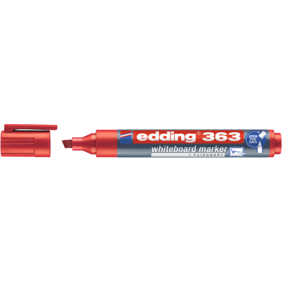 Tāfeles marķieris Edding 363 1-5.0mm, nošķelts, sarkans