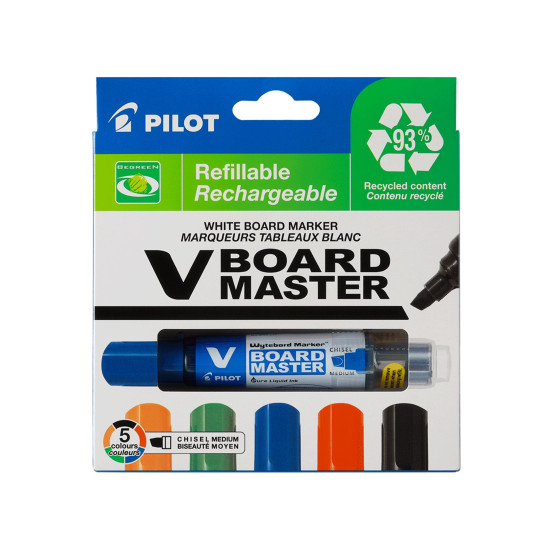 Tāfeles marķieru komplekts Pilot V Board Master, nošķelts, 5 krāsas