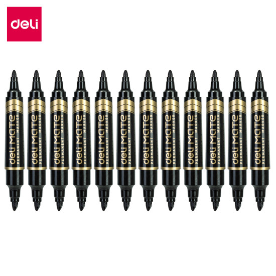 Permanentais marķieris Deli S555,1.5mm, 2-6mm, divpusējs, melns