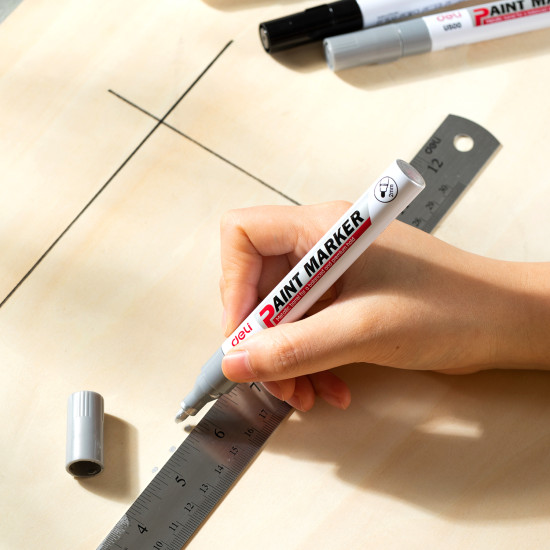 *Permanentais marķieris Deli Paint U500, 2-4mm, sudraba