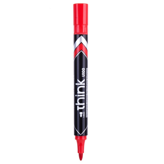 Permanentais marķieris Deli U100,1.5mm, konisks, sarkans