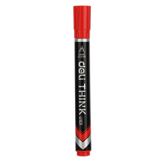 Permanentais marķieris Deli U101, 1.5-5mm, nošķelts, sarkans