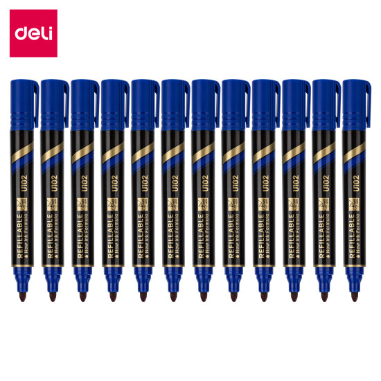 Permanentais marķieris Deli Mate U102, 1.5mm, konisks,  zils