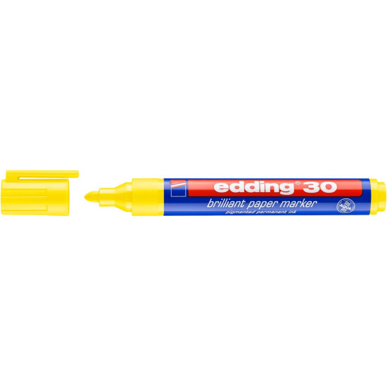 Маркер Edding 30 Brilliant, Yellow, Не просвечивает сквозь бумагу