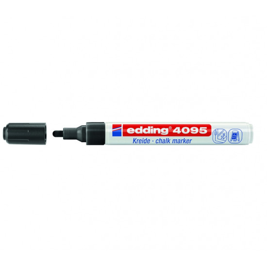 Stikla virsmu marķieris - šķidrais krīts Edding 4095 2-3mm, konisks,melns