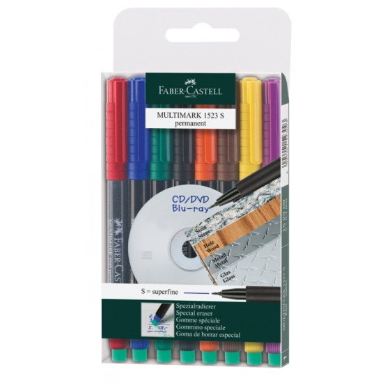 *Permanento marķieru komplekts Faber-Castell Multimark S 0.4mm, konisks, 8 krāsas