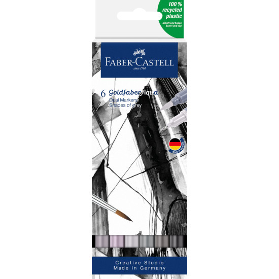 Акварельные маркеры Faber-Castell Goldfaber Aqua, Grey, Двойные наконечники