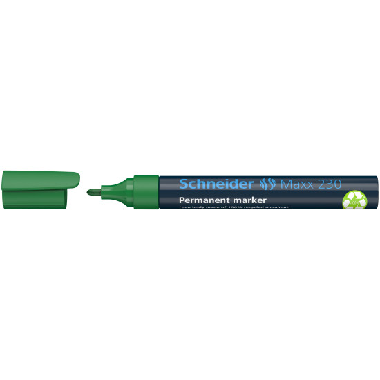 Permanentais marķieris Schneider Maxx 230 1-3.0mm, konisks, zaļš