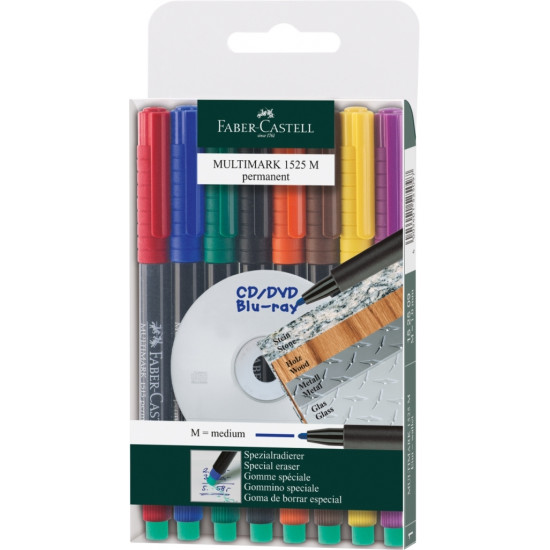 Permanentu marķieru komplekts Faber-Castell Multimark M 1.0mm, 8 gab