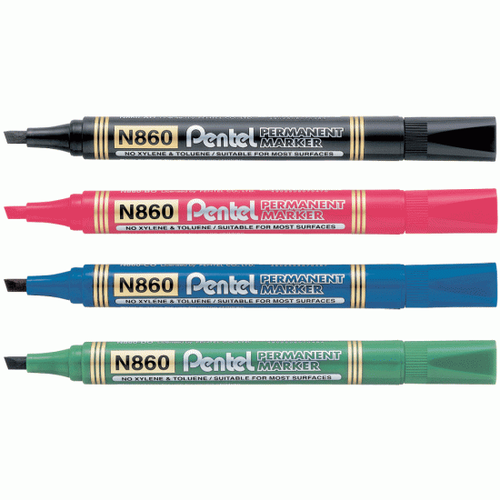 Permanentais marķieris Pentel N860 1.8-4.5mm, nošķelts, melns