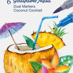 Akvareļu marķieri Faber-Castell Goldfaber Aqua, divpusēji, 6 krāsas, Fantasy Coconut