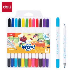 Flomāsteri Deli ColorWow, divpusēji, 12 krāsas