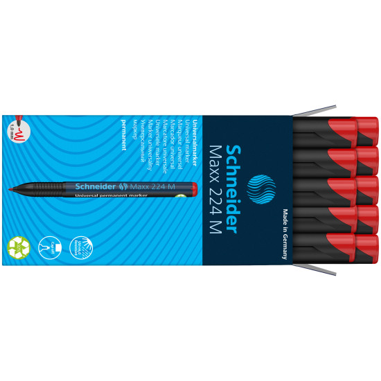 Permanentais marķieris OHP Schneider Maxx 224 M 1.0mm, konisks, sarkans