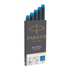 Картриджи для перьевых ручек Parker QUINK Long, Blue, Стираемые