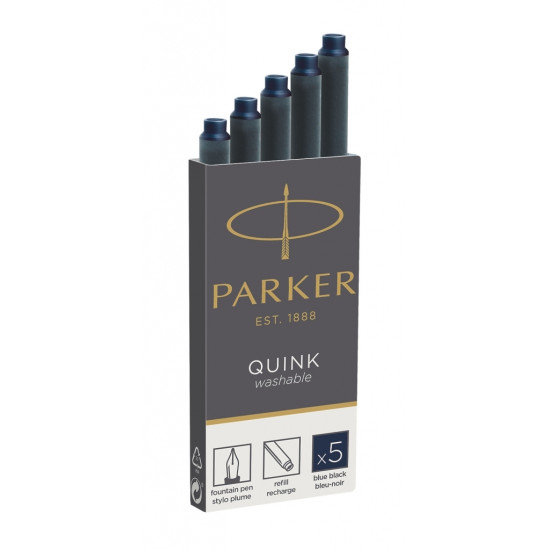 Чернильные картриджи PARKER QUINK Long, Blue-Black, Легкая Заправка