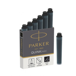 Картриджи для перьевых ручек Parker Quink Mini, Black, 6 шт, Аккуратная заправка