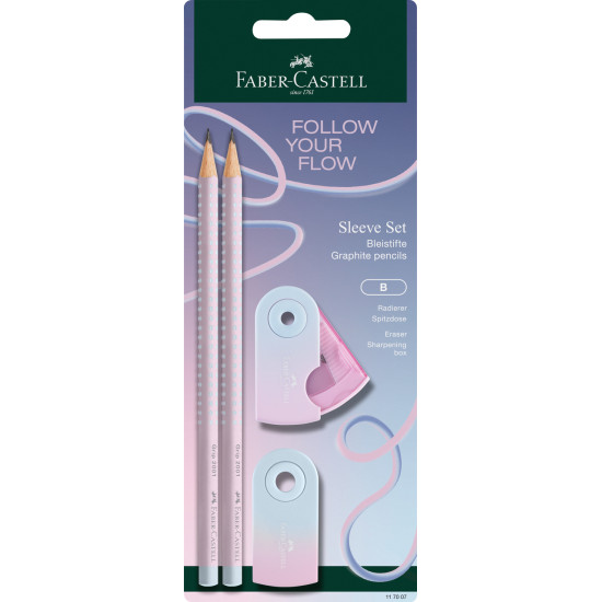 Zīmuļu komplekts Faber-Castell Grip Flow Edition Blushing Sky HB, zilgani-rozā