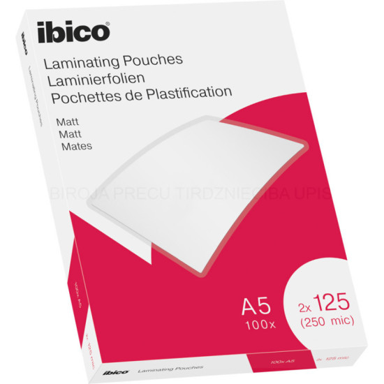 Laminēšanas plēves Ibico A5, 125mikr., 100 loksnes, matētas