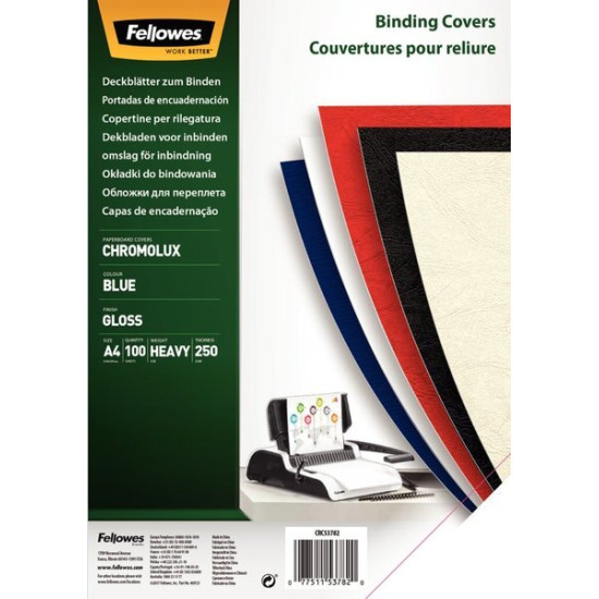 Iesiešanas vāki Fellowes Chromo A4, 250g/m², 100gab/iep., melni