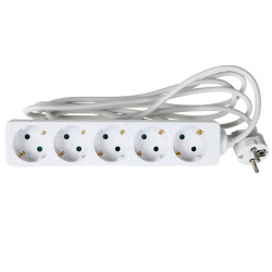 Pagarinātājs ar zemējumu 5-vietīgs, 3m, balts