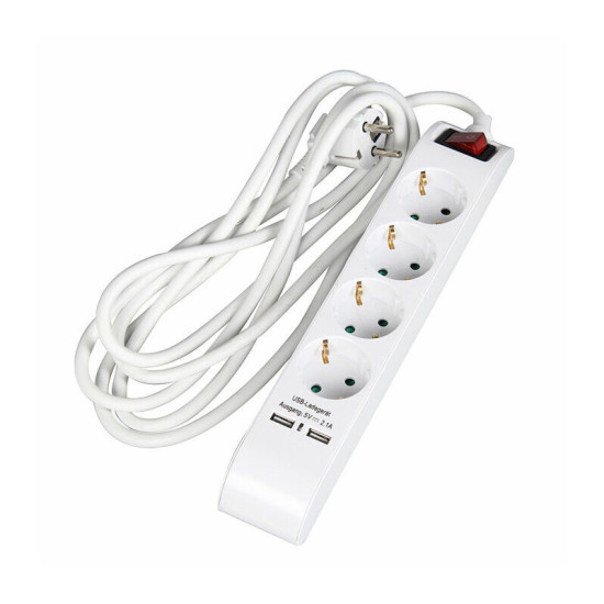 Удлинитель Verners VT 059134, Black, Быстрая USB Зарядка