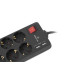 Pagarinātājs ar zemējumu un slēdzi REAL-EL RS-8F,  2 USB-A porti, 8-vietīgs, 3.0m, melns