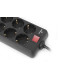Pagarinātājs ar zemējumu un slēdzi REAL-EL RS-8 PROTECT, 8-vietīgs, 3.0m, melns