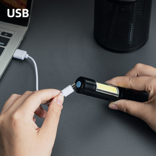 Kabatas lukturis Deli 3W/100lm, ar akumulatoru 400mAh