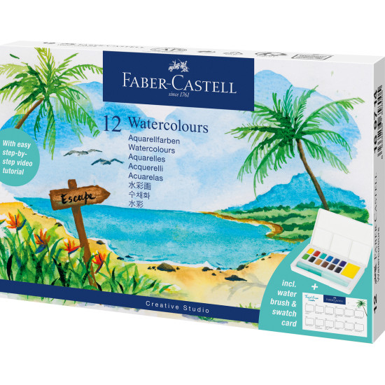Akvareļu krāsu komplekts Faber-Castell Creative Studio, 12 krāsas
