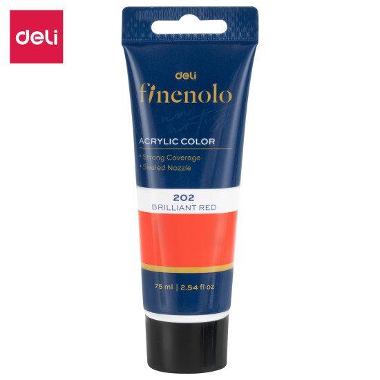 Akrila krāsa Deli Finenolo 202, 75ml, Brilliant red