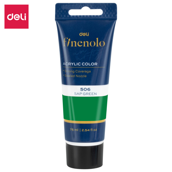 Акриловая краска DELI Finenolo, Исключительная пигментация, Sap Green, 75мл