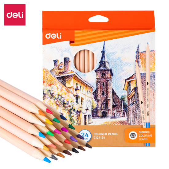 *Krāsainie zīmuļi Deli 24 krāsas, 3mm