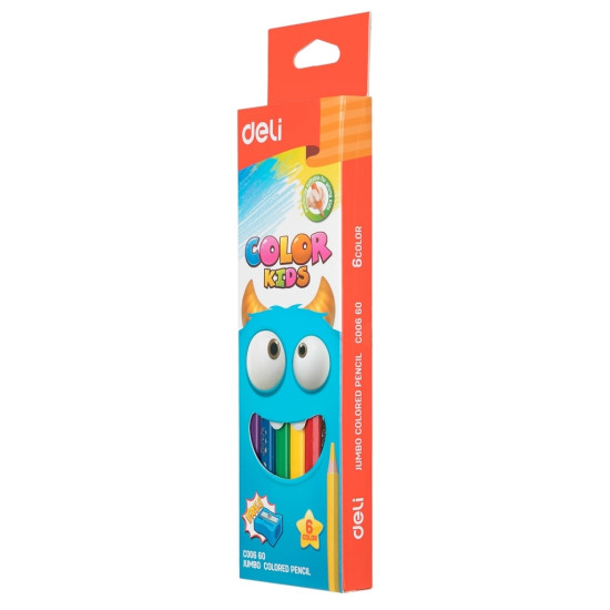 Цветные карандаши DELI Jumbo, Multicolor, Эргономичный Треугольный Грип