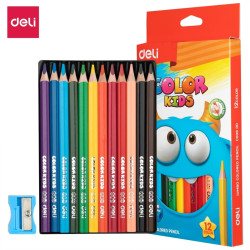 Trīsstūrveida krāsainie zīmuļi, Deli Jumbo EC00600, 12 krāsas