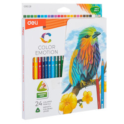 Trīsstūrveida krāsainie zīmuļi DELI EMOTION EC00220, 24 krāsas