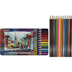 Цветные карандаши deVENTE 12 цветов, Металлический пенал, Multicolor