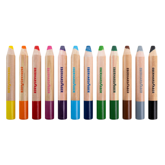 Цветные карандаши EberhardFaber MiniMaxi 3в1 Jumbo, Multicolor, Неломающиеся.