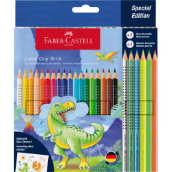 Цветные карандаши Faber-Castell Colour Grip Динозавр, Multicolor, Водорастворимые