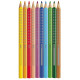 Trīsstūrveida krāsainie zīmuļi ar asināmo Faber-Castell Jumbo Grip, 12 krāsas
