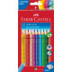 Trīsstūrveida krāsainie zīmuļi ar asināmo Faber-Castell Jumbo Grip, 12 krāsas