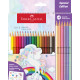 Trīsstūrveida krāsainie zīmuļi Faber-Castell Colour Grip Unicorn 18+6 krāsas