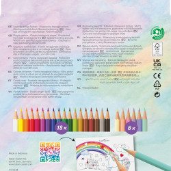 Trīsstūrveida krāsainie zīmuļi Faber-Castell Colour Grip Unicorn 18+6 krāsas