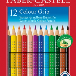 Trīsstūrveida krāsainie zīmuļi Faber Castell Grip 2001, 12 krāsas