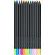 Trīsstūrveida krāsainie zīmuļi Faber-Castell Black Edition, 12krāsas pasteļu+neona krāsās