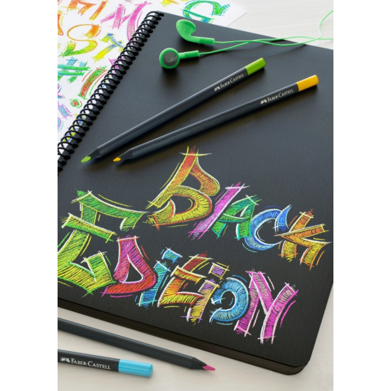 Trīsstūrveida krāsainie zīmuļi Faber-Castell Black Edition, 12 krāsas