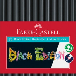 Trīsstūrveida krāsainie zīmuļi Faber-Castell Black Edition, 12 krāsas