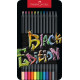 Trīsstūrveida krāsainie zīmuļi Faber-Castell Black Edition, metāla kārbā, 12pasteļkrāsas