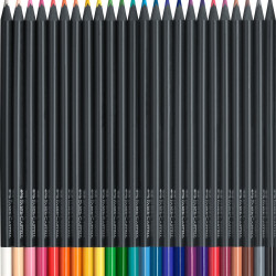 Trīsstūrveida krāsainie zīmuļi Faber-Castell Black Edition, 24 krāsas