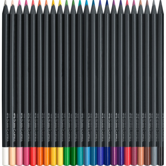 Trīsstūrveida krāsainie zīmuļi Faber-Castell Black Edition, 24 krāsas