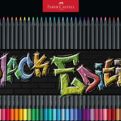 Trīsstūrveida krāsainie zīmuļi Faber-Castell Black Edition, metāla kārbā, 36 krāsas